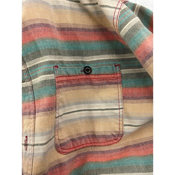 Modern Amusement Mens Hooded Button-Up Striped Shirt Jacket Large Multicolor - Picture 10 of 12